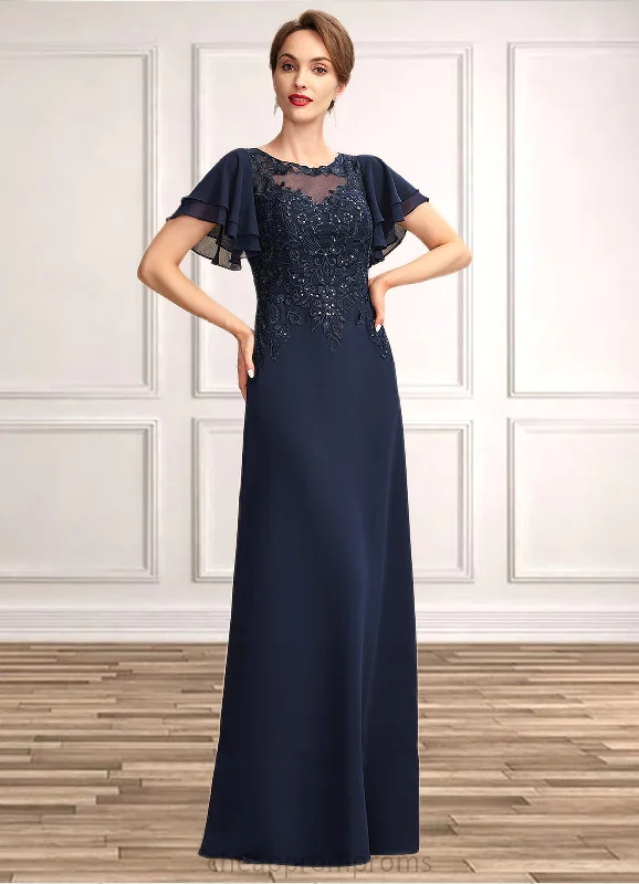 Michelle A-Line Scoop Neck Floor-Length Chiffon Lace Mother of the Bride Dress With Sequins STI126P0014857 Michelle A-Line Scoop Neck Floor-Length Chiffon Lace Mother of the Bride Dress With Sequins STI126P0014857