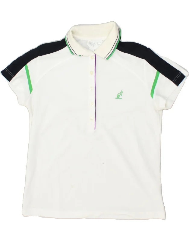 AUSTRALIAN L'ALPINA Womens Polo Shirt IT 46 Large White Polyester Relaxed Fit Short Sleeve Top AUSTRALIAN L'ALPINA Womens Polo Shirt IT 46 Large White Polyester Relaxed Fit Short Sleeve Top