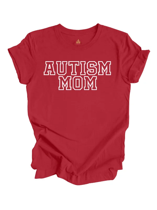 Autism Mom Shirt - Red Fashionable Plaid Short Sleeve