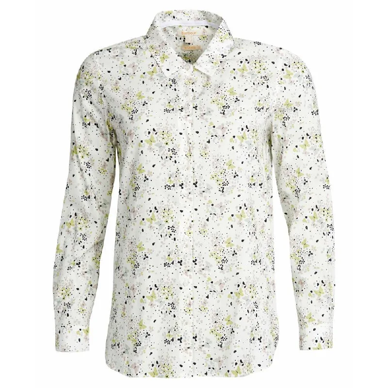 Barbour Safari Ladies Shirt - Off White Country Print Comfortable Pocket Short Shirt Barbour Safari Ladies Shirt - Off White Country Print Comfortable Pocket Short Shirt