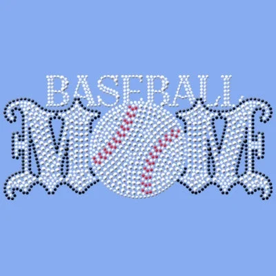 Baseball Mom - Rhinestones & Black Nailheads T Shirt Modern Short Sleeve Top