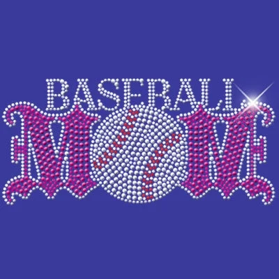 Baseball Mom - Rhinestones & Pink Nailheads T Shirt Comfortable Fitted Short Sleeve