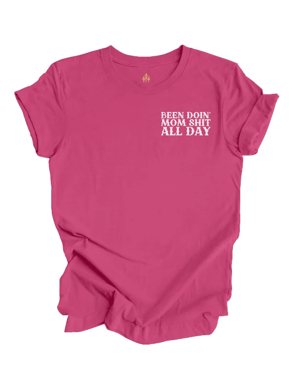 Been Doin' Mom Sh*t All Day Motherhood Shirt - Berry Pink Fashionable Draped Short Sleeve