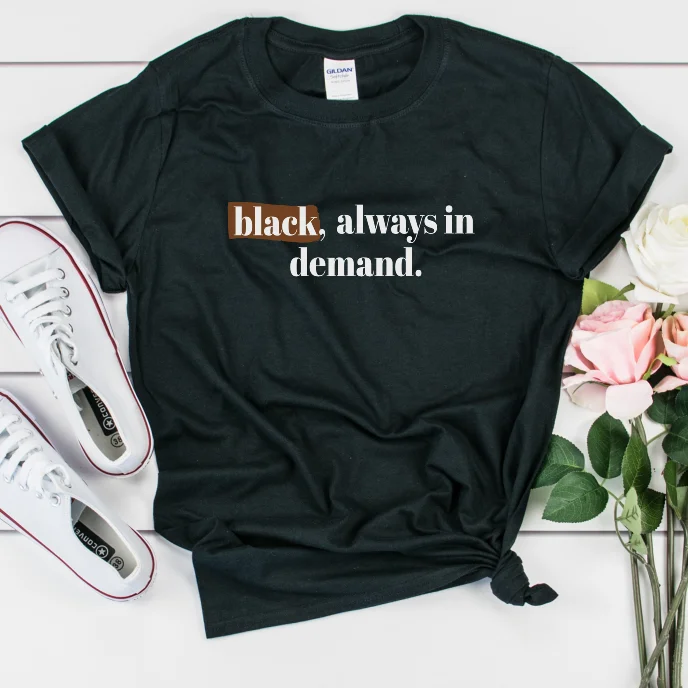 Black Always in Demand Shirt - Women Unisex Classic V-Neck Short Shirt