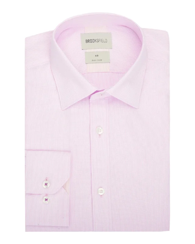 Brooksfield - Textured Plain Shirt - Lilac Stylish Short Sleeve Polo