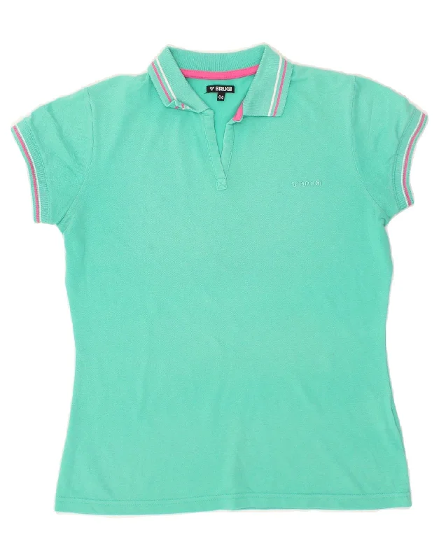 BRUGI Womens Polo Shirt IT 44 Medium Turquoise Relaxed Fit Short Tunic