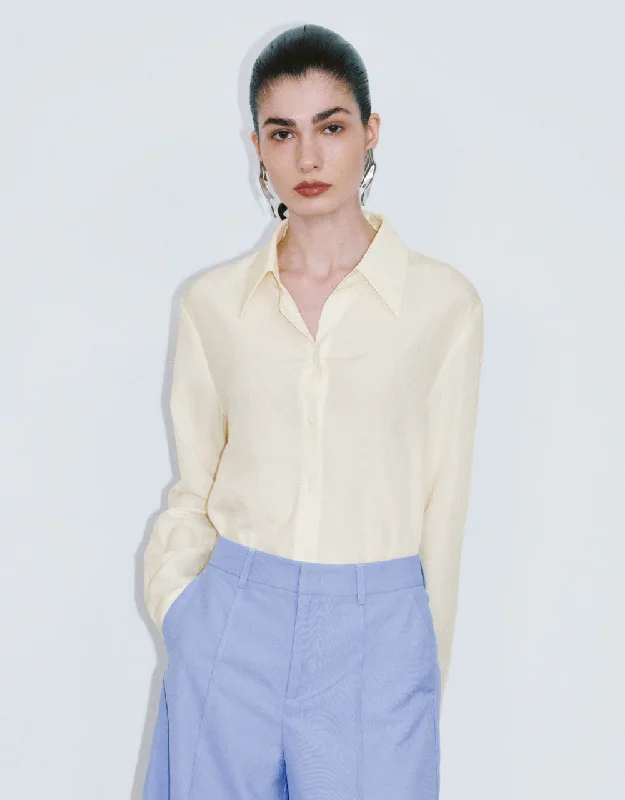 Button Up Straight Shirt Classic Cropped Short Sleeve