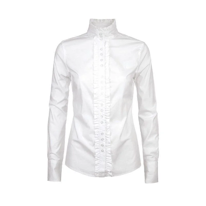 Dubarry Chamomile Ruffle Detail Shirt - White Comfortable Flowing Short Sleeve