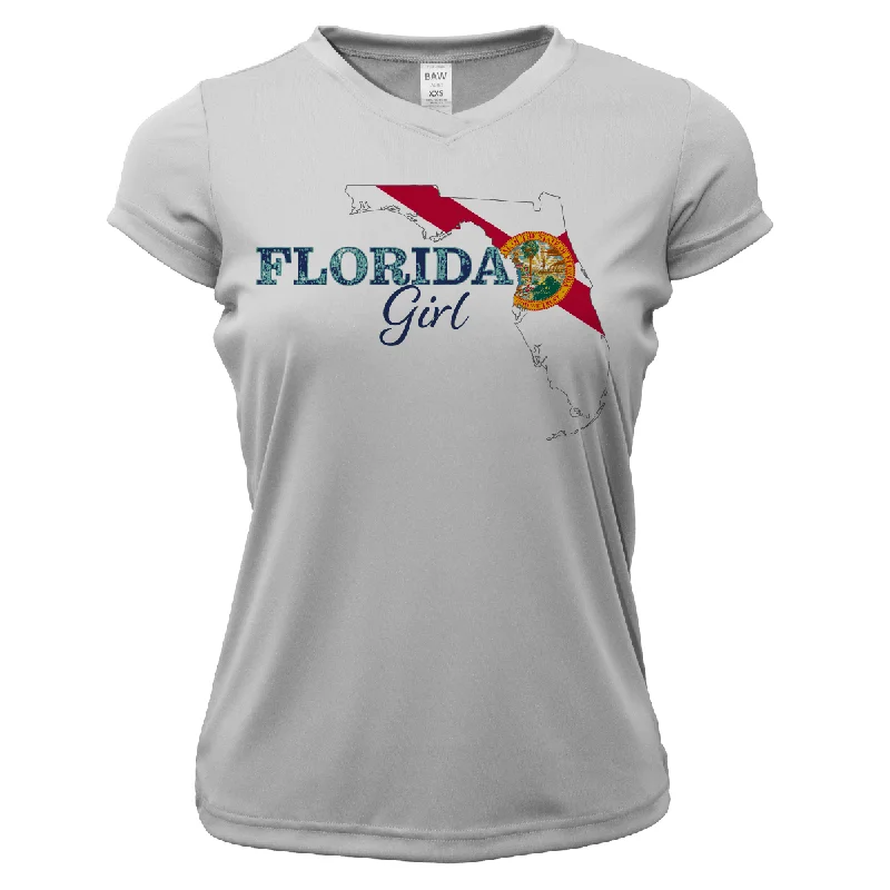 Dunedin Florida Girl Women's Short Sleeve UPF 50+ Dry-Fit Shirt Elegant Off-Shoulder Short Shirt
