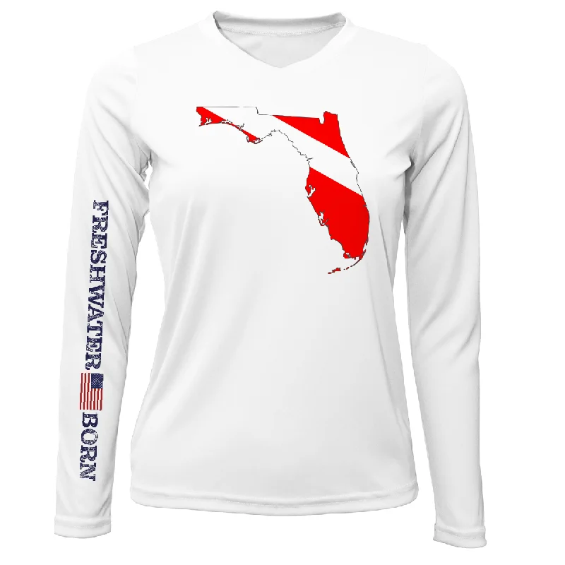 Florida Diver Freshwater Born Women's Long Sleeve UPF 50+ Dry-Fit Shirt Comfortable Peplum Short Shirt
