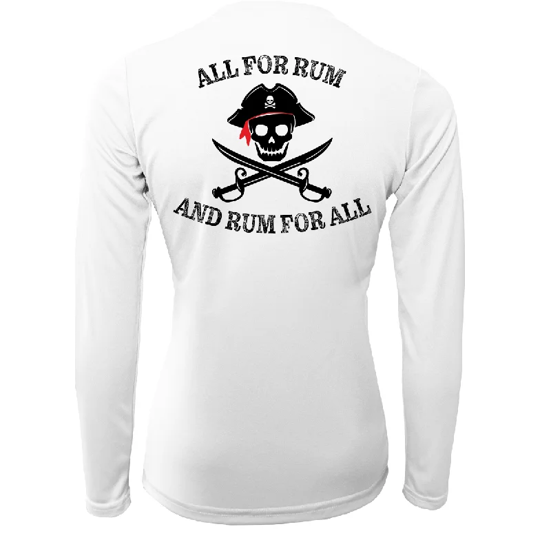 Florida Freshwater Born "All For Rum and Rum For All" Women's Long Sleeve UPF 50+ Dry-Fit Shirt Elegant Button-Down Short Shirt