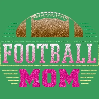 Football Mom - Glitter T Shirt Cozy Printed Short Shirt