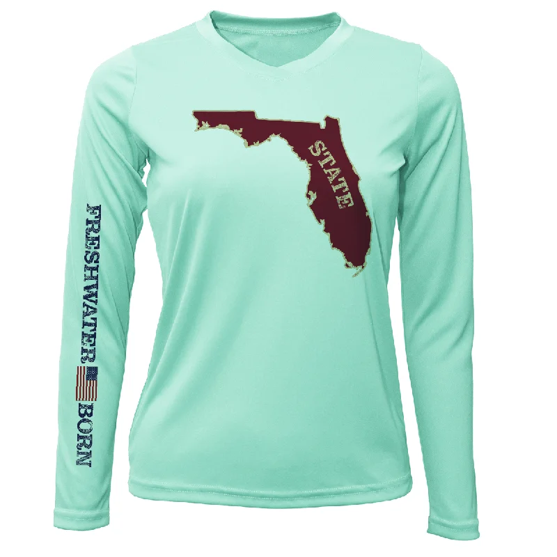 Garnet and Gold Freshwater Born Women's Long Sleeve UPF 50+ Dry-Fit Shirt Cozy Linen Short Shirt