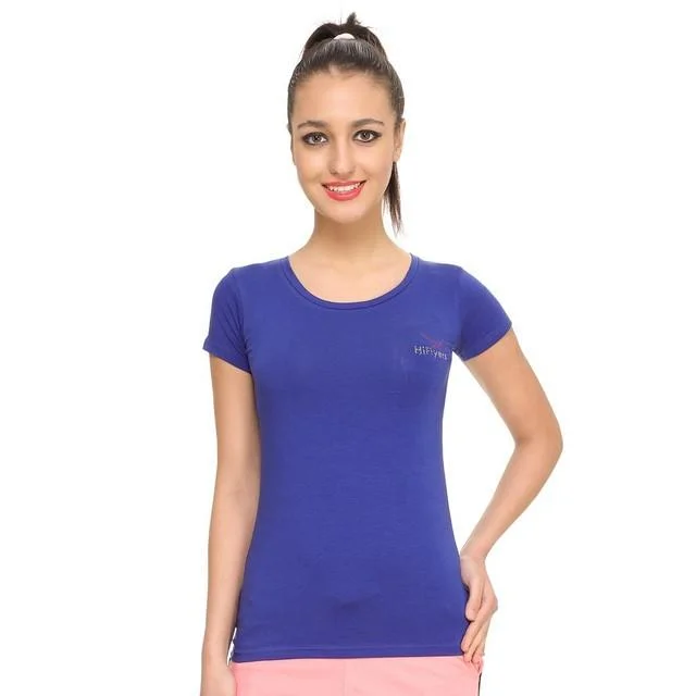 HiFlyers Womens T Shirt Blue Fashionable Pleated Short Shirt