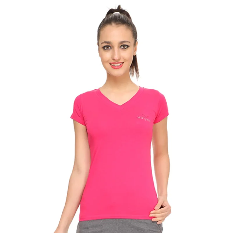 HiFlyers Womens T Shirt Fuschia Comfortable Short Sleeve Tunic