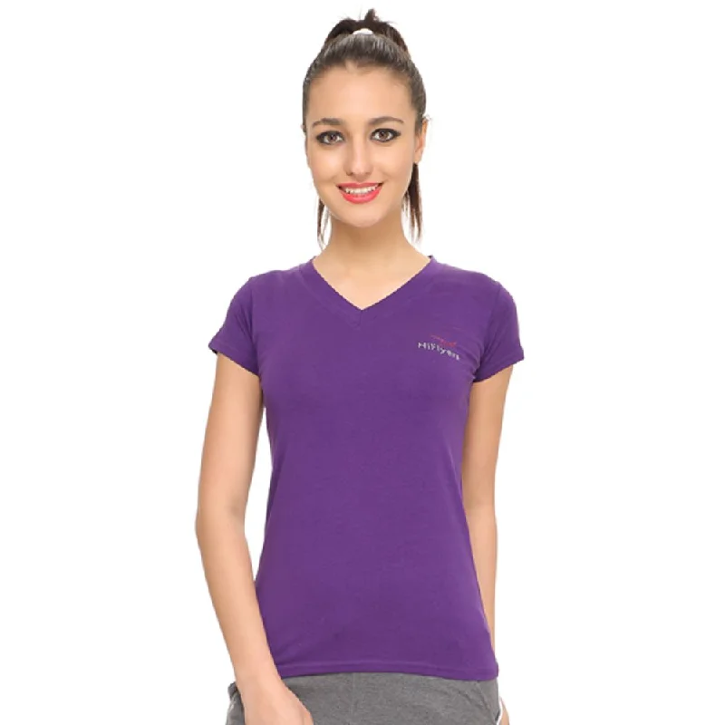 HiFlyers Womens T Shirt Purple Chic Button-Up Short Shirt