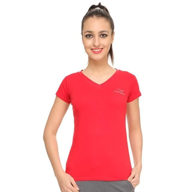 HiFlyers Womens T Shirt Red Elegant Longline Short Shirt