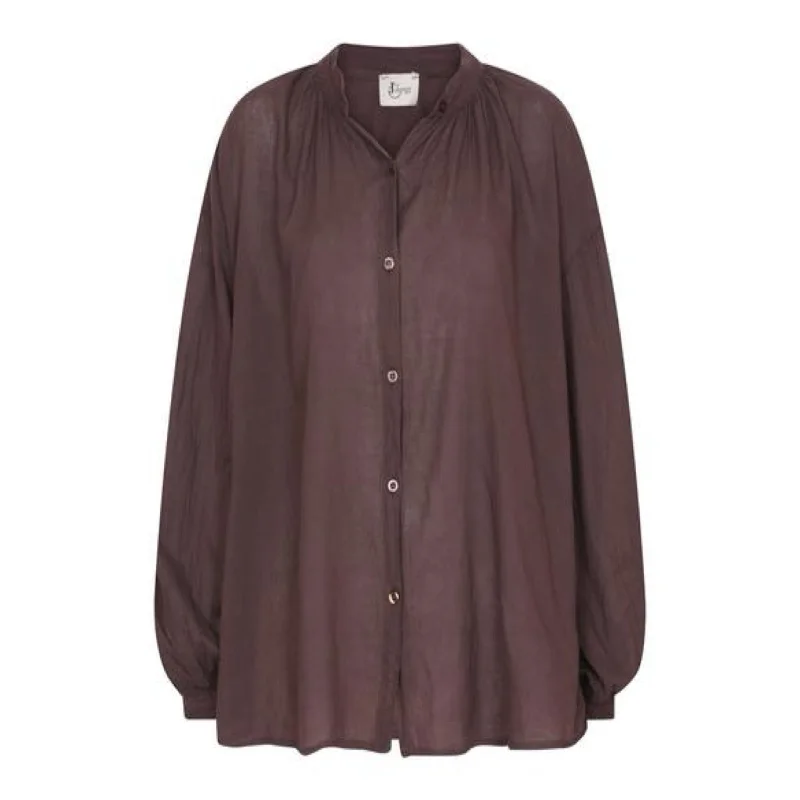 L/S Shirt Chocolate Comfortable Peplum Short Shirt