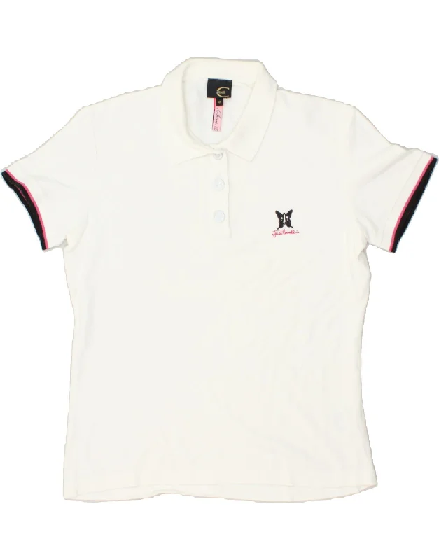 JUST CAVALLI Womens Polo Shirt UK 18 XL White Cotton Trendy Button-Front Short Sleeve JUST CAVALLI Womens Polo Shirt UK 18 XL White Cotton Trendy Button-Front Short Sleeve