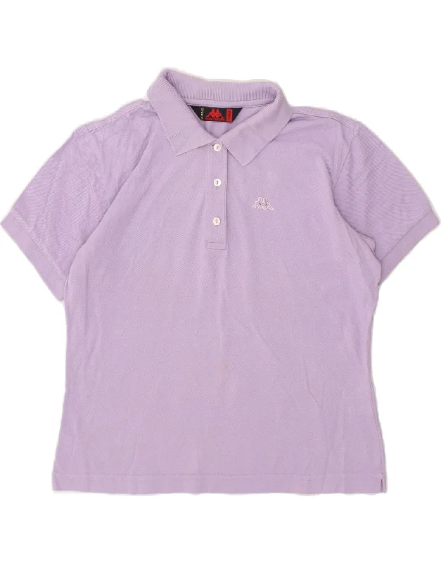 KAPPA Womens Polo Shirt UK 18 XL Purple Cotton Elegant Silk Short Shirt
