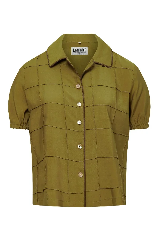 Zori Shirt Green Stylish Short Sleeve Top