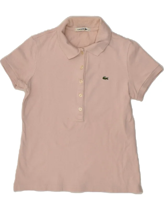 LACOSTE Womens Polo Shirt Size 38 Medium Pink Cotton Elegant Draped Short Sleeve