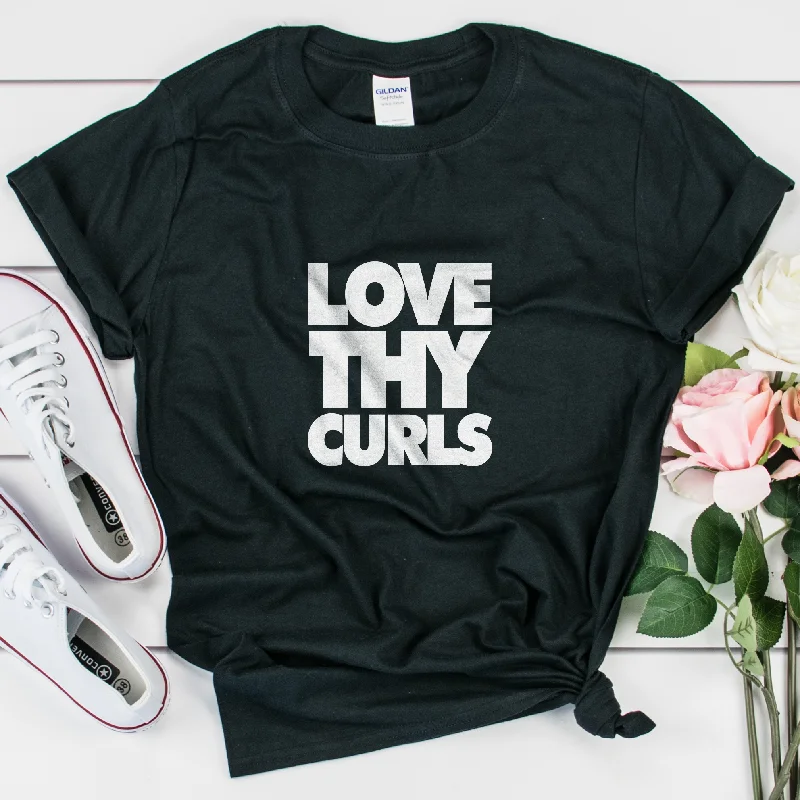 Love Thy Curls Shirt - Unisex Women Fashionable Button-Front Short Sleeve