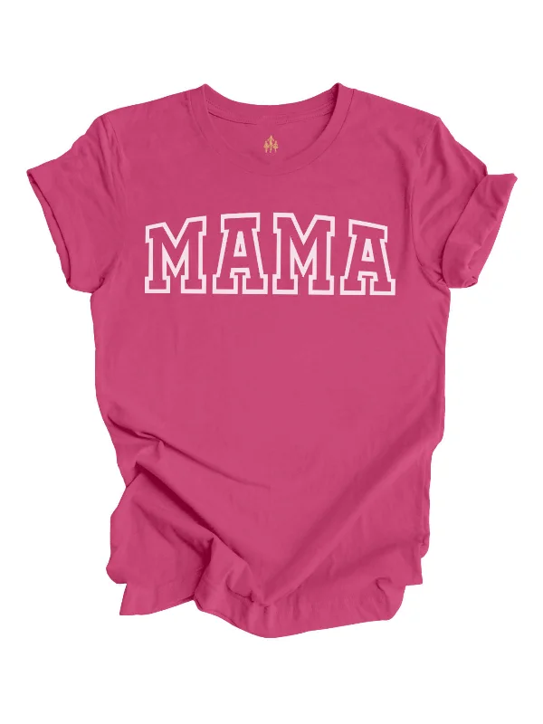 MAMA Varsity Short Sleeve Shirt - Berry Pink Comfortable Short Sleeve Tunic