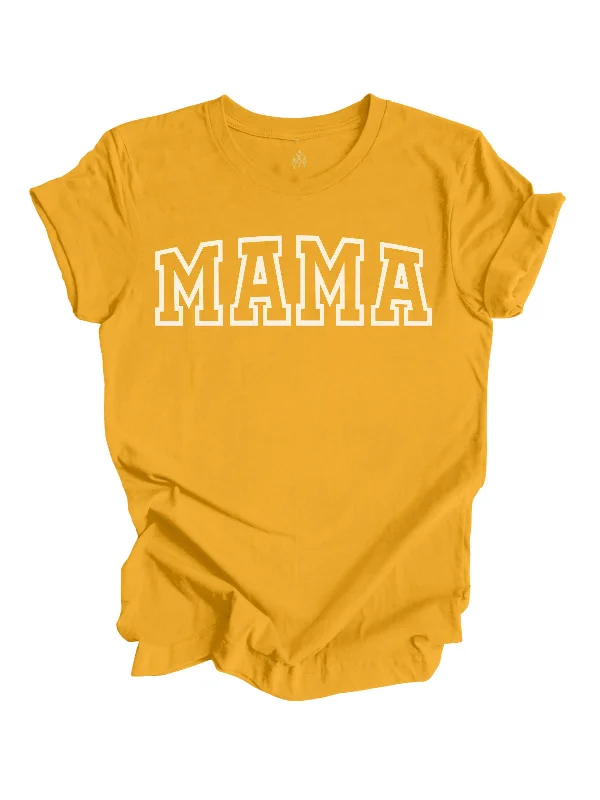 MAMA Varsity Short Sleeve Shirt - Mustard Yellow Stylish Printed Short Shirt