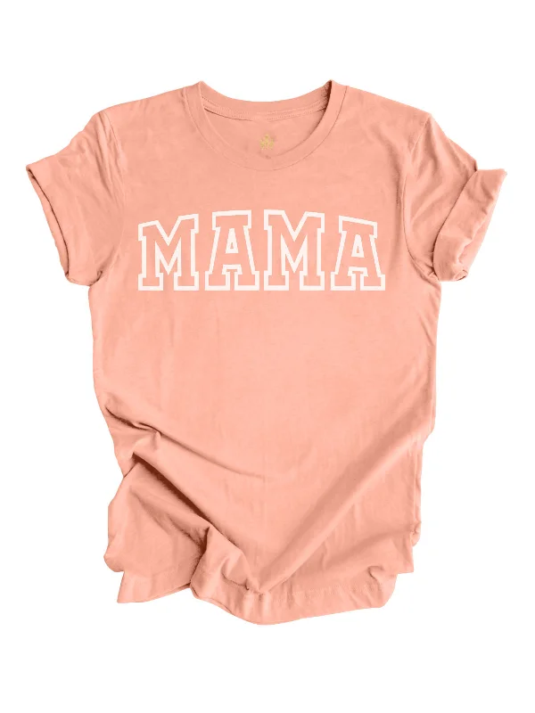 MAMA Varsity Short Sleeve Shirt - Terracotta Orange Cozy Cotton Short Tee