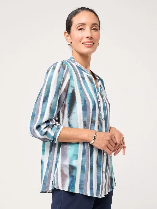 Megaline 3/4 Sleeve Shirt Elegant High-Low Short Shirt