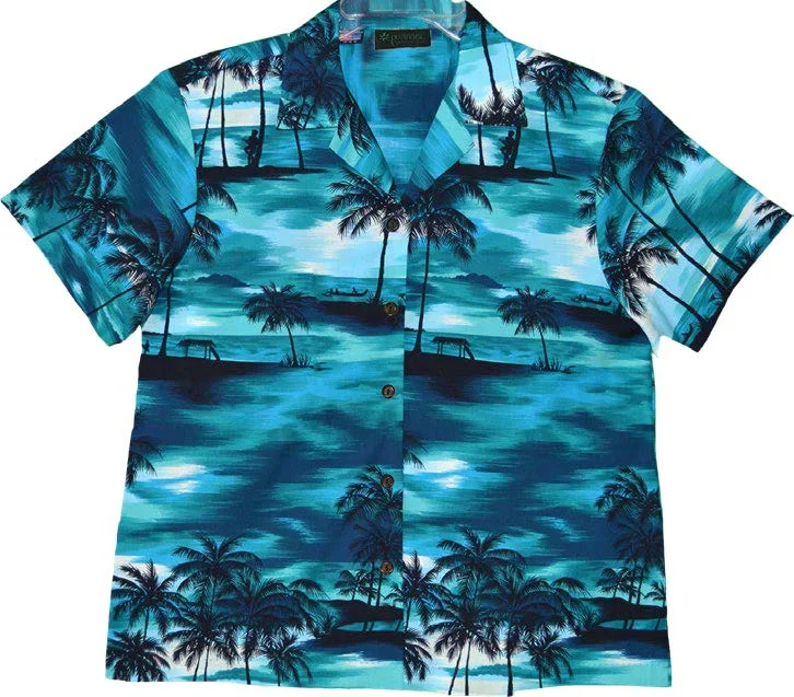 Night Time Surf Women's Hawaiian Camp Shirt Stylish Round Neck Shirt