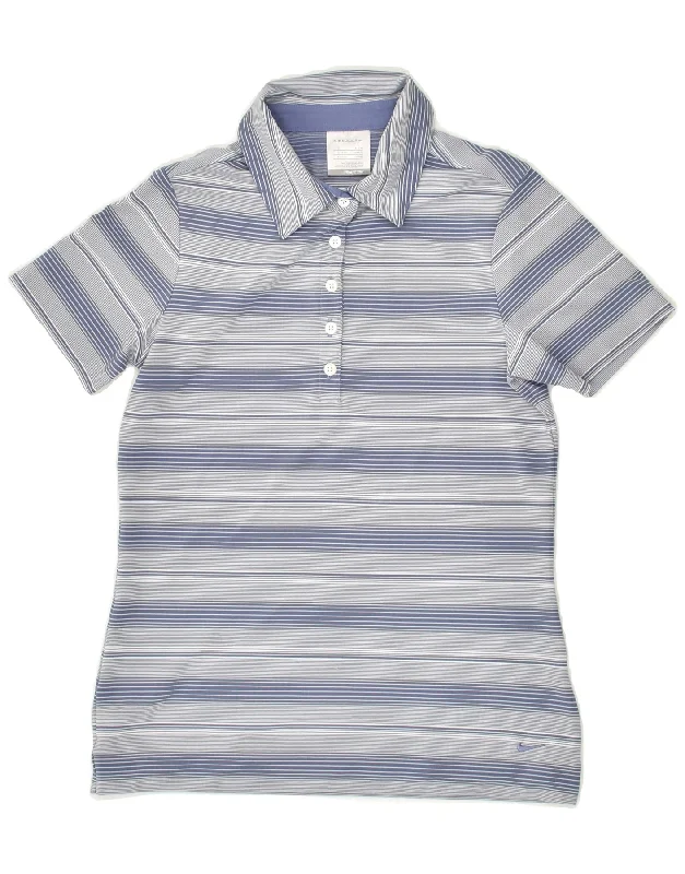NIKE Womens Polo Shirt UK 8/10 Small Purple Striped Polyester Fashionable Sheer Short Shirt NIKE Womens Polo Shirt UK 8/10 Small Purple Striped Polyester Fashionable Sheer Short Shirt