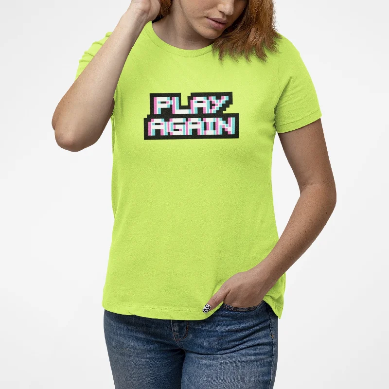 PLAY AGAIN  PRINTED TSHIRT - VIVID YELLOW Elegant Off-Shoulder Short Shirt