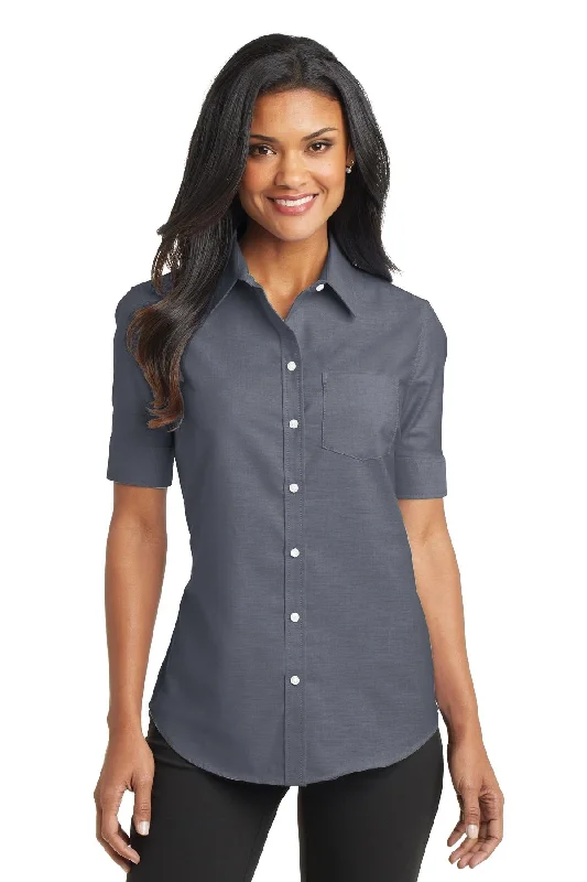 Port Authority Ladies Short Sleeve SuperPro™ Oxford Shirt. L659 Fashionable Short Sleeve Vest