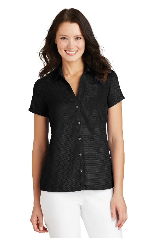 Port Authority Ladies Textured Camp Shirt. L662 Comfortable Fitted Short Sleeve