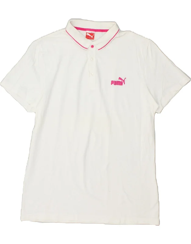 PUMA Womens Polo Shirt UK 18 XL White Elegant Draped Short Shirt