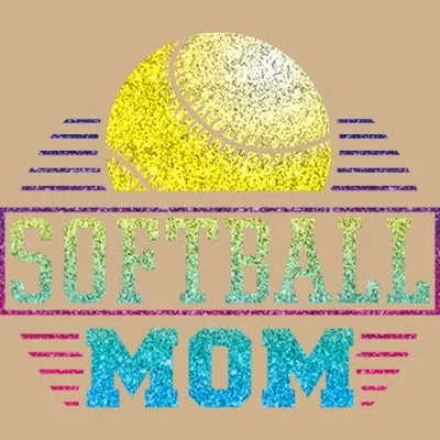 Softball Mom - Glitter T Shirt Relaxed Cotton Short Blouse