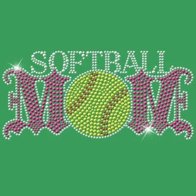 Softball Mom - Rhinestones & Pink Nailheads T Shirt Trendy Sleeveless Short Shirt