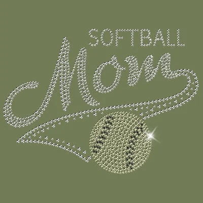 Softball Mom - Rhinestones T Shirt Trendy Tie-Front Short Shirt