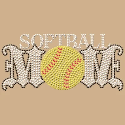 Softball Mom - Rhinestones & Yellow Nailheads T Shirt Trendy Floral Print Tee