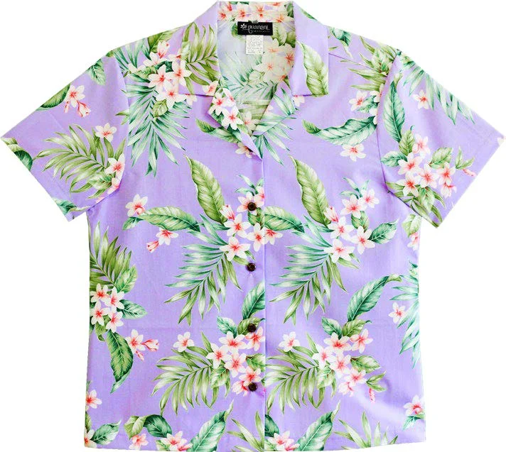 Sweet Plumeria Women's Hawaiian Camp Shirt Elegant Silk Short Shirt