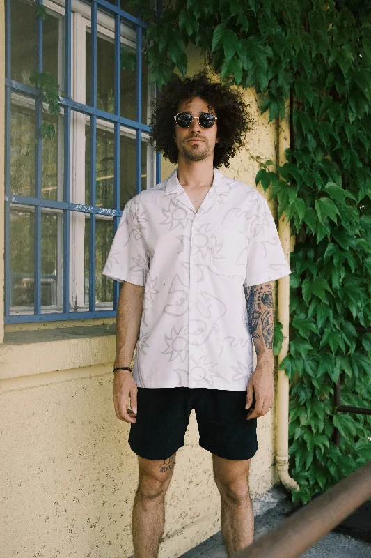 unisex cotton bowling shirt - beachside Relaxed Fit Short Sleeve Top