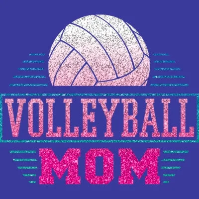 Volleyball Mom - Glitter T Shirt Cozy Cotton Short Tee