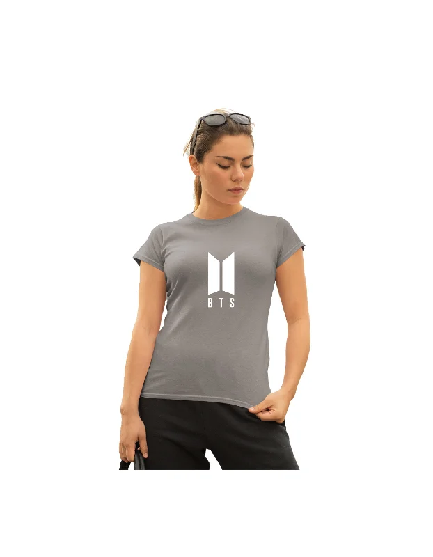 WOMENS BTS -2 PRINTED TSHIRT - GREY Fashionable Short Sleeve Vest