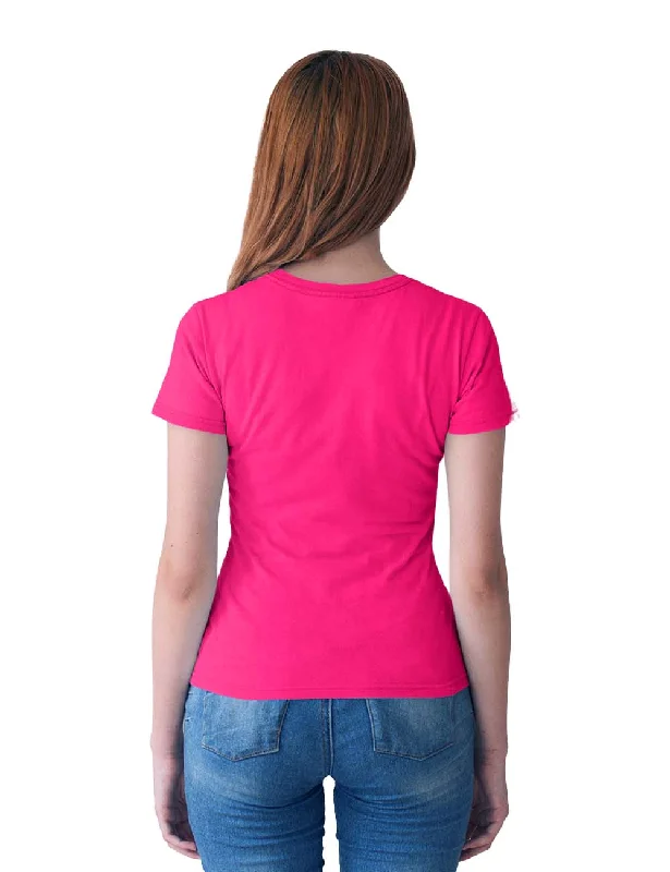 WOMENS BTS -2 PRINTED TSHIRT - DARK PINK Classic V-Neck Short Shirt