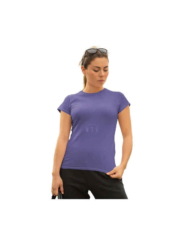 WOMENS BTS -3 PRINTED TSHIRT - VIOLET Elegant Lace-Trimmed Short Shirt