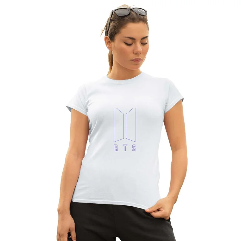 WOMENS BTS -3 PRINTED TSHIRT - WHITE Comfortable Stretch Short Shirt