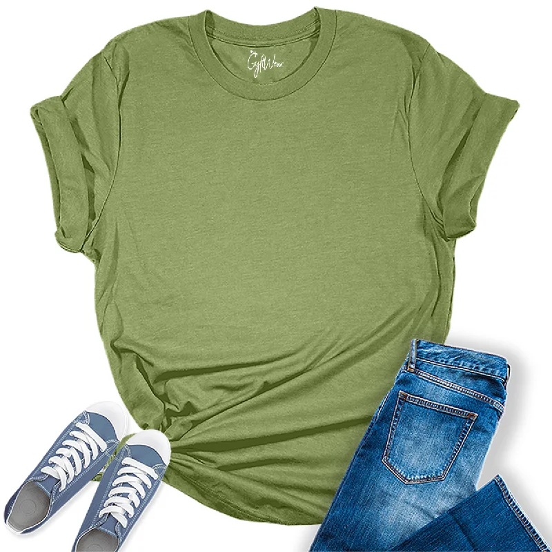 Womens Heather Green T Shirts Premium Casual Short Sleeve Shirts Oversized Tops Stylish Striped Short Sleeve