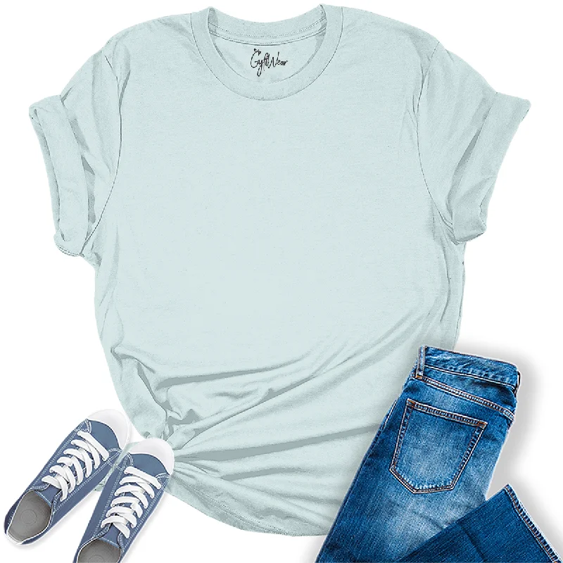 Womens Heather Ice Blue T Shirts Premium Casual Short Sleeve Shirts Oversized Tops Soft Cotton Short Shirt